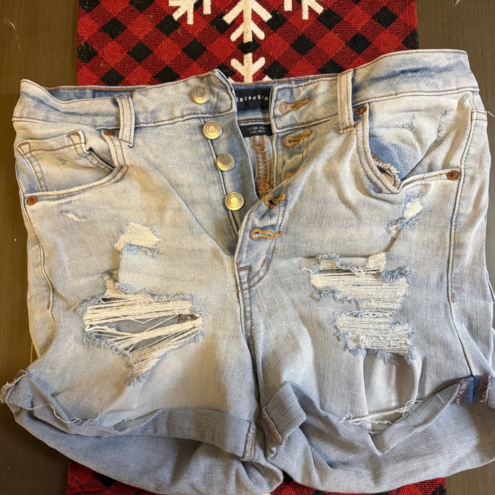 Aeropostale Light Blue Distressed Jean Shorts